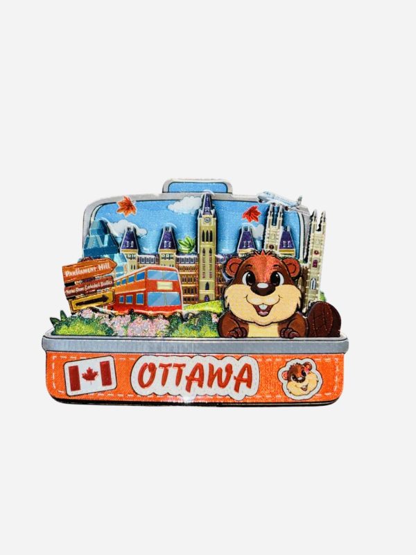 Canada Ottawa Landmark Suitcase & Beaver Magnet