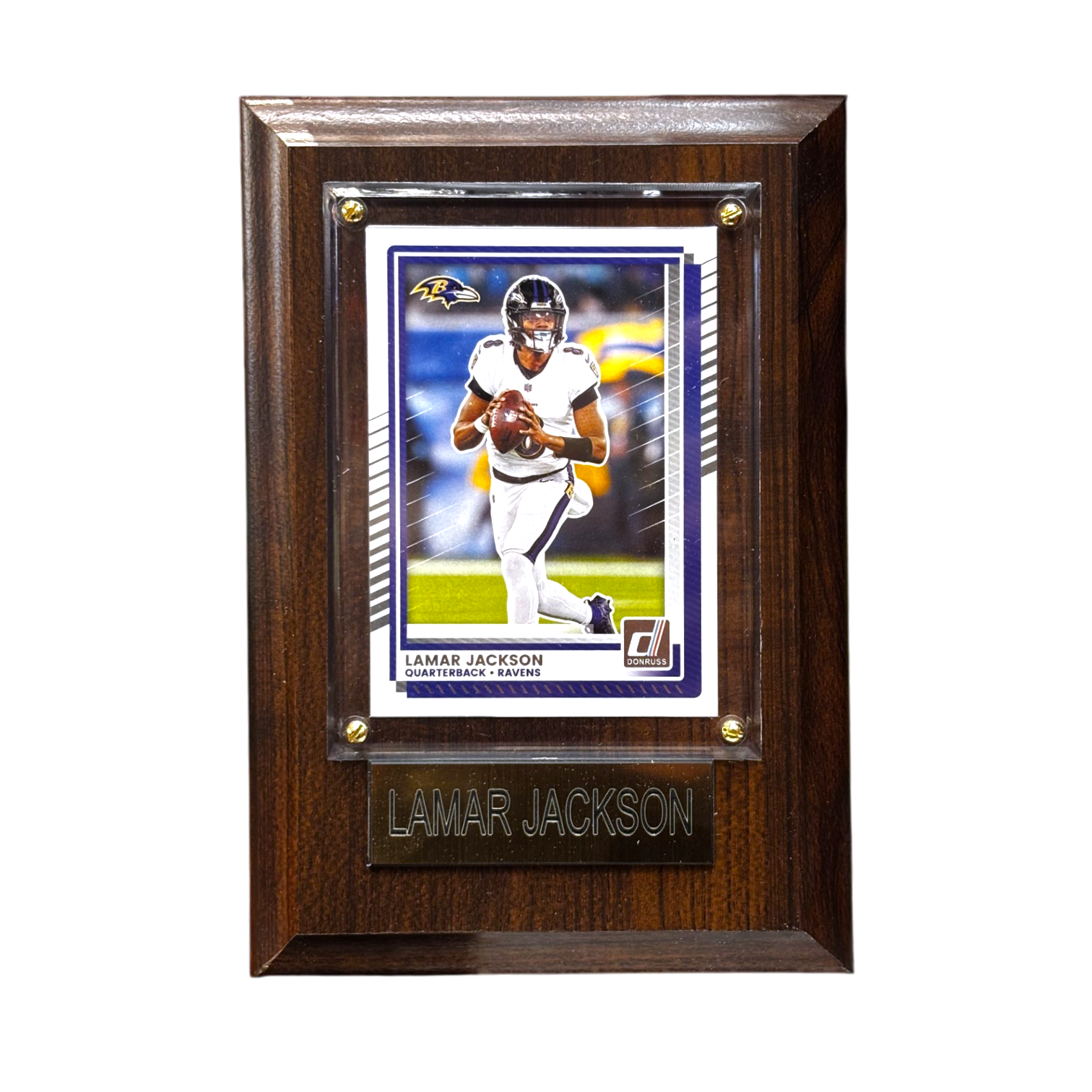 NFL Collectible Plaque with Card 4x6 Donruss Away Lamar Jackson Ravens