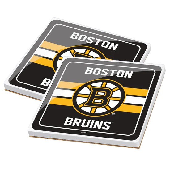 NHL 2 Pack Ceramic Coaster Set Stripe Bruins
