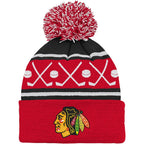 NHL Infant Knit Hat Face-Off Cuff Pom Blackhawks