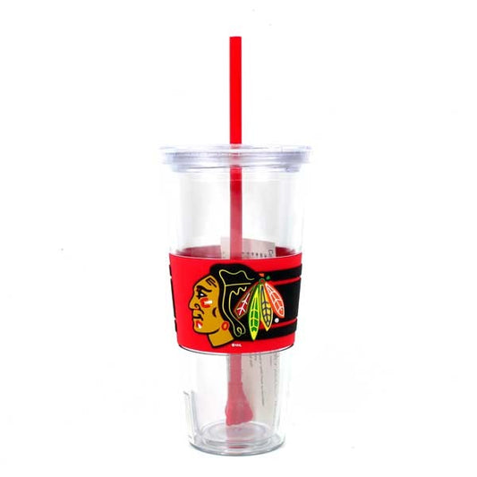 NHL 22oz. Wrapped Tumbler with Straw Blackhawks