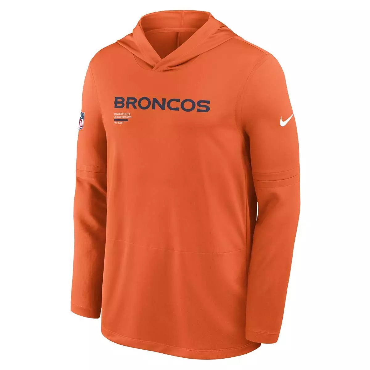 NFL Dri-FIT Long Sleeve Hoodie 2025 Sideline Pure Fury Broncos (Orange)