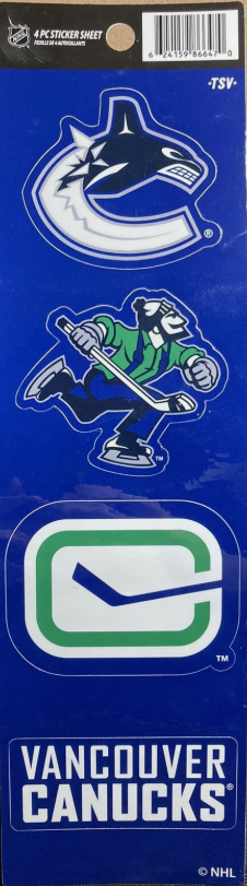 NHL 4Pc Sticker Sheet Canucks