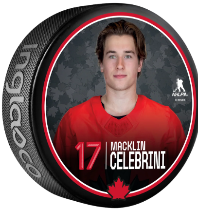 Hockey Canada Player Photo Puck 2026 Olympics Macklin Celebrini Team Canada