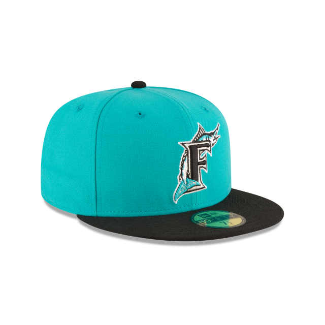 MLB Hat 5950 Cooperstown Wool World Series 1997 Marlins (Teal and Black)