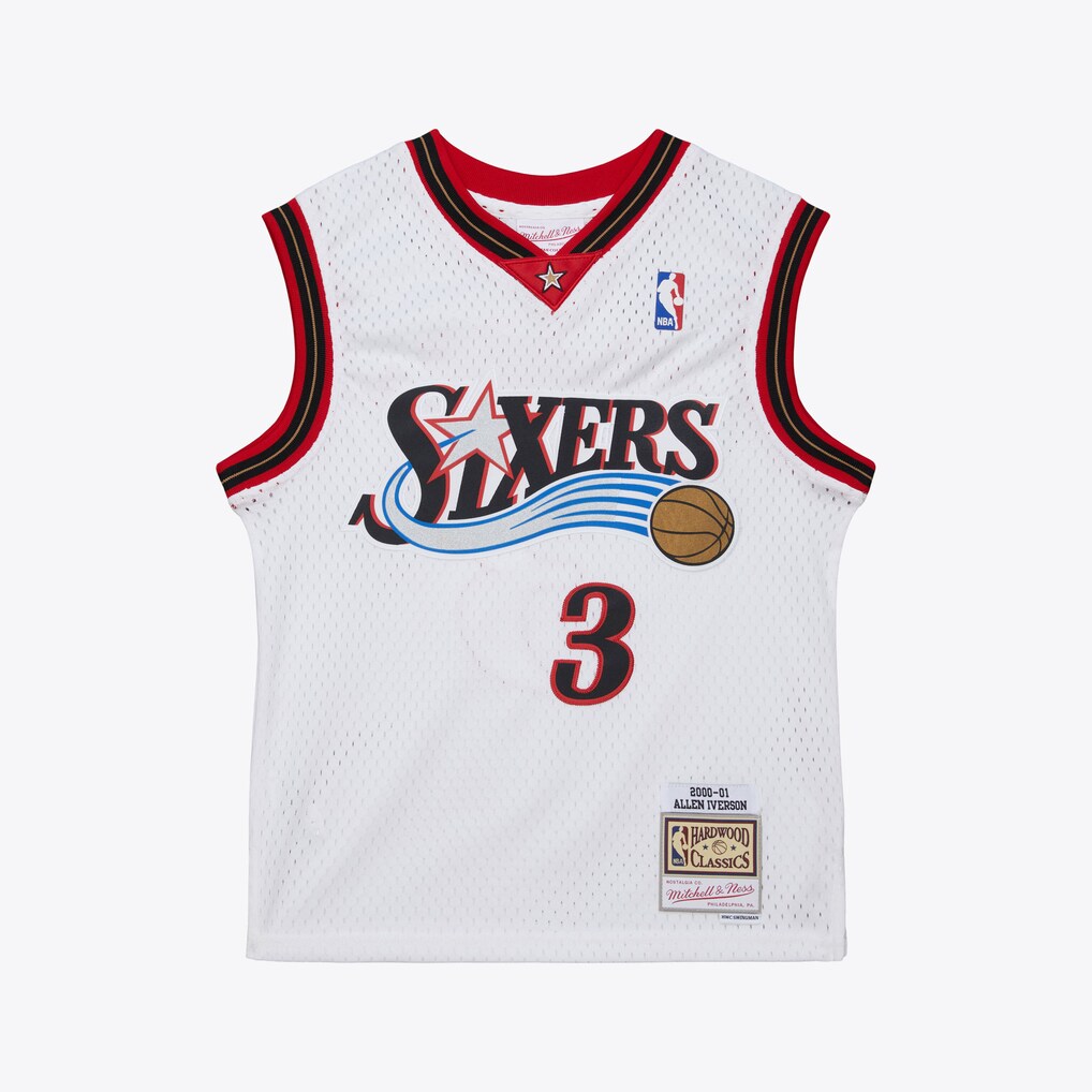 NBA Youth Hardwood Classics Player 2001-01 Swingman Jersey Allen Iverson 76ers (White)