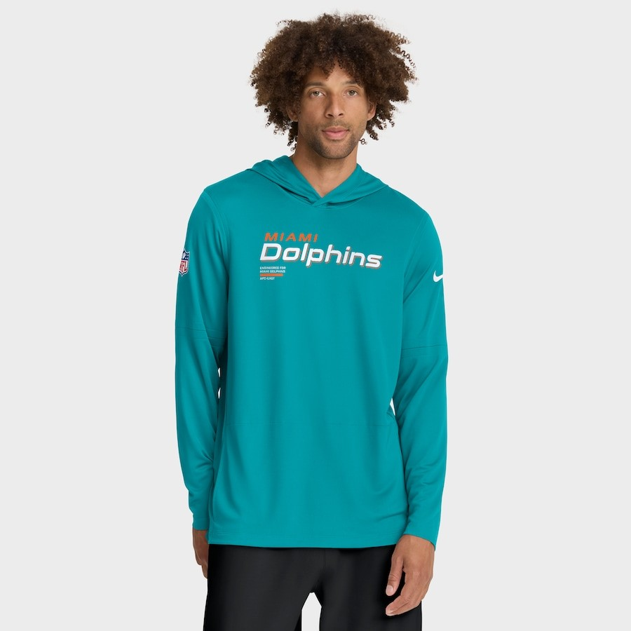 NFL Dri-FIT Long Sleeve Hoodie 2025 Sideline Pure Fury Dolphins