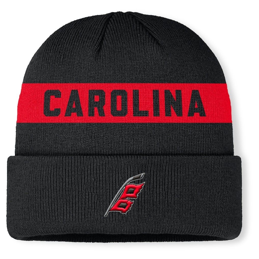 NHL Knit Hat Authentic Pro Cuffed Stripe Beanie Rink Road 2025 Hurricanes