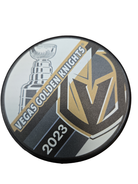 NHL Souvenir Collector Puck 2023 Double Sided Champions Golden Knights