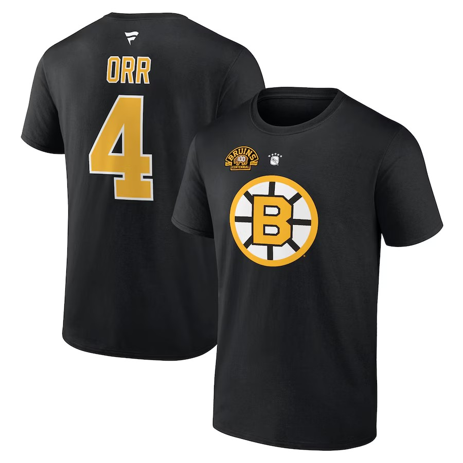 NHL Alumni Player T-Shirt Authentic Stack Centennial Bobby Orr Bruins