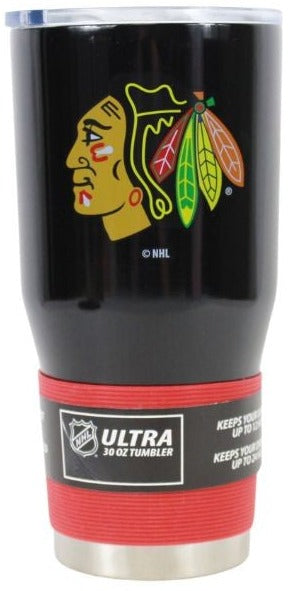 NHL Travel Mug 30oz. Gameday Stainless Steel Vacuum Sealed Tumbler Blackhawks