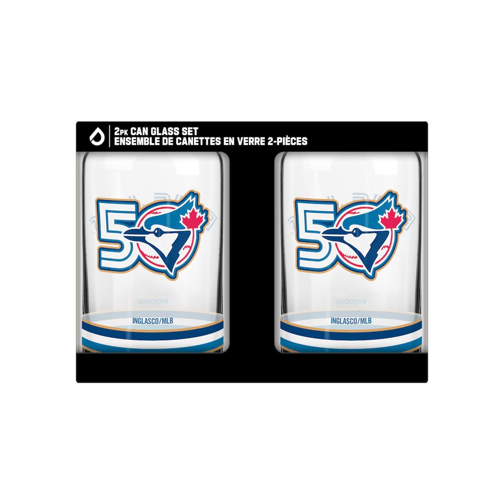 MLB Two-Piece 16oz. Can Glass Set 50th Season Anniversary Blue Jays