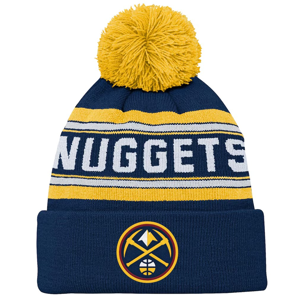 NBA Youth Knit Hat Backboard Jacquard Cuffed with Pom Nuggets