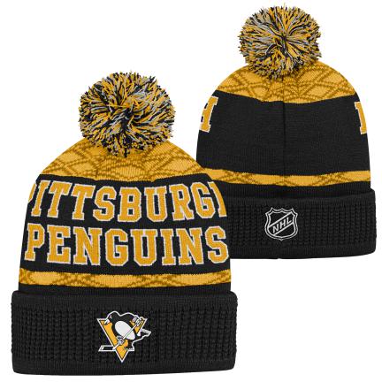 NHL Youth Knit Hat Puck Pattern Cuff Penguins