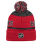 NHL Youth Knit Hat Puck Pattern Cuff Blackhawks