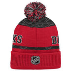 NHL Youth Knit Hat Puck Pattern Cuff Blackhawks