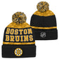 NHL Youth Knit Hat Puck Pattern Cuff Bruins