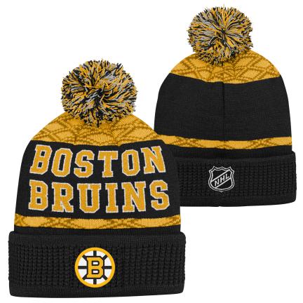 NHL Youth Knit Hat Puck Pattern Cuff Bruins