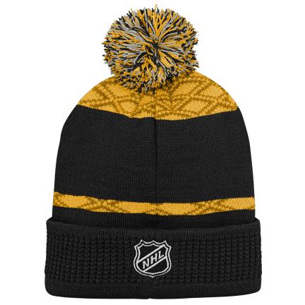 NHL Youth Knit Hat Puck Pattern Cuff Bruins