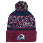 NHL Youth Knit Hat Puck Pattern Cuff Avalanche