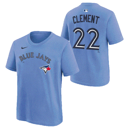 MLB Youth Player T-Shirt Name And Number Alt Powder Ernie Clement Blue Jays