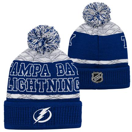 NHL Youth Knit Hat Puck Pattern Cuff Lightning