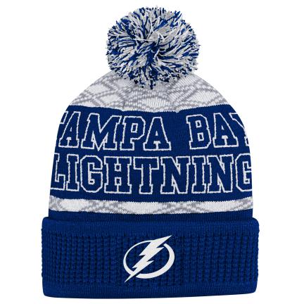 NHL Youth Knit Hat Puck Pattern Cuff Lightning