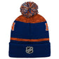 NHL Youth Knit Hat Puck Pattern Cuff Oilers