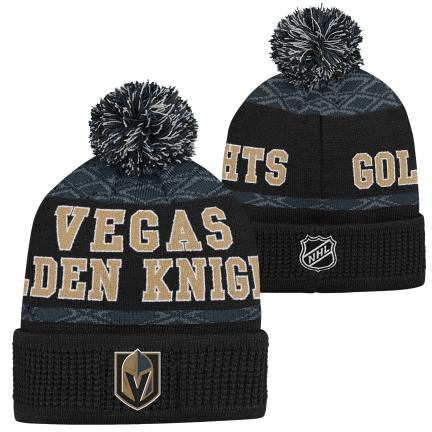 NHL Youth Knit Hat Puck Pattern Cuff Golden Knights