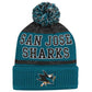 NHL Youth Knit Hat Puck Pattern Cuff Sharks