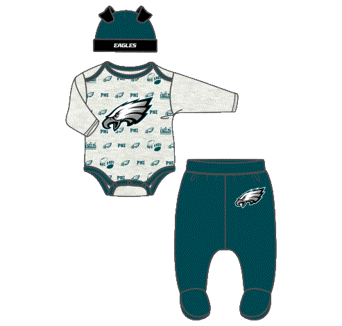 NFL Baby Huddles and Giggles 3 Pc Creeper Eagles