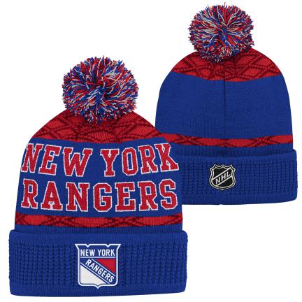 NHL Youth Knit Hat Puck Pattern Cuff Rangers