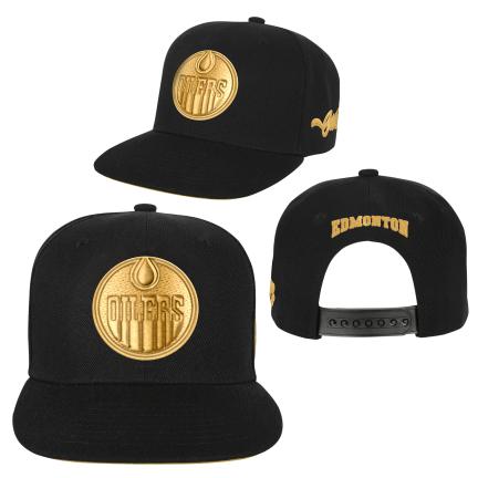 NHL Youth Hat Gold Rush Flat Brim Snapback Oilers