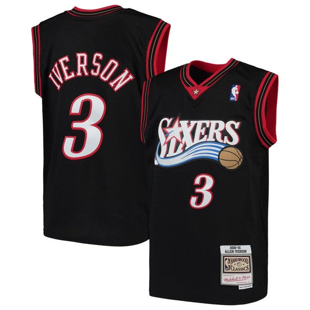 NBA Youth Hardwood Classics Player 2001-01 Swingman Jersey Allen Iverson 76ers (Black)