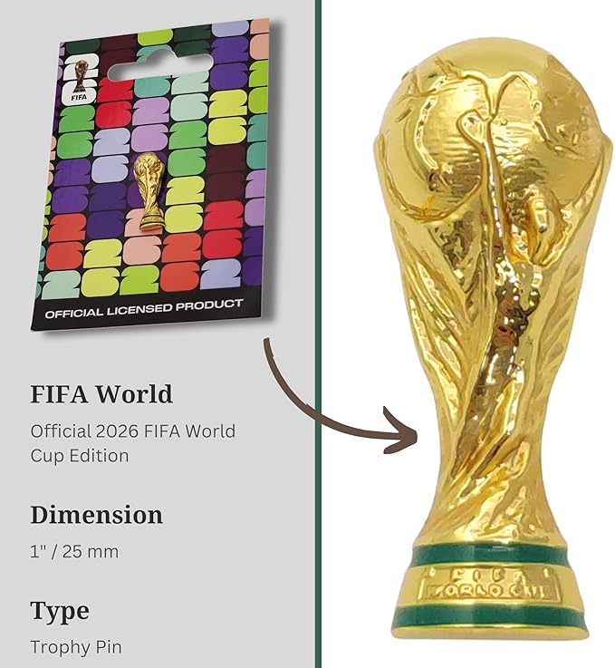 FIFA World Cup 2026 Lapel Pin 25mm Gold 2.5D Trophy
