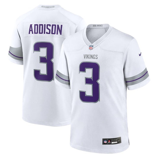 NFL Player Game Jersey Alt White Jordan Addison Vikings