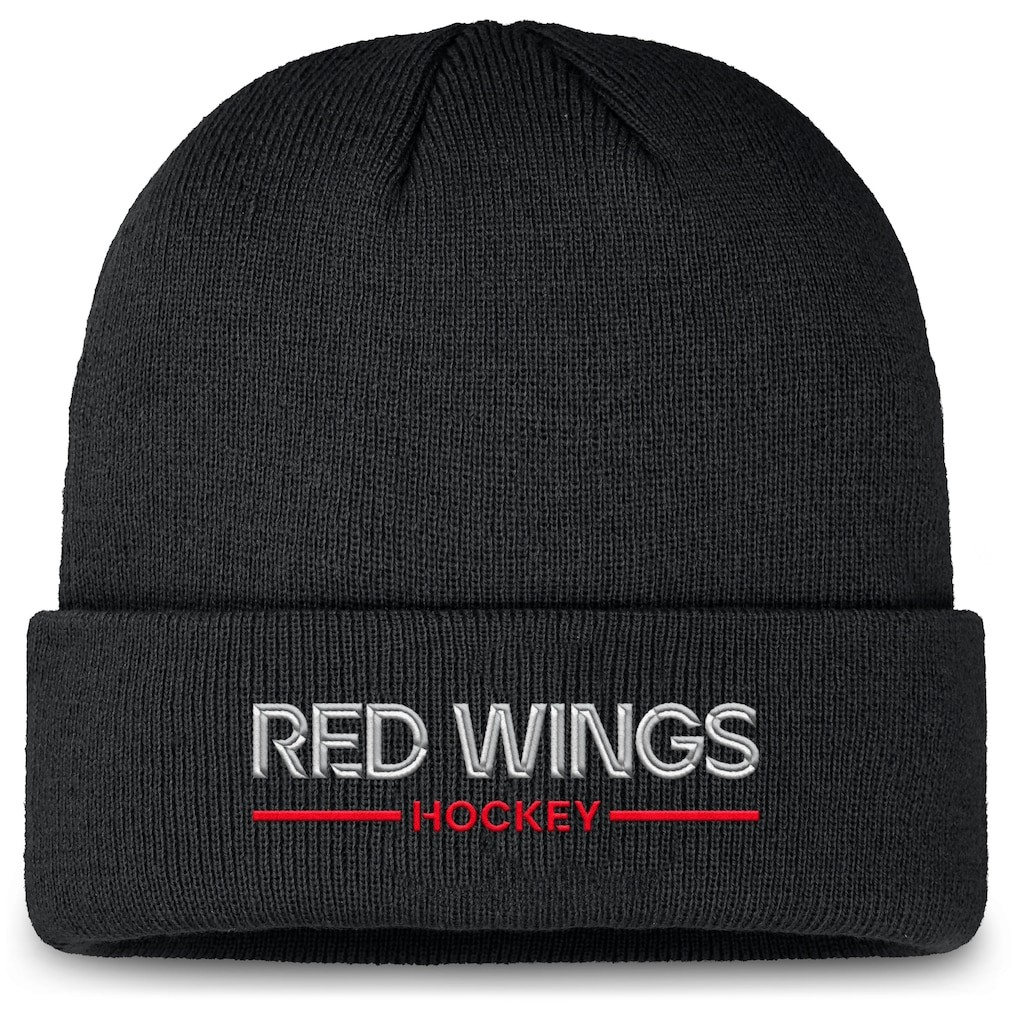 NHL Knit Hat Authentic Pro Cuffed Wordmark Beanie Rink Road 2025 Red Wings