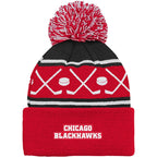 NHL Infant Knit Hat Face-Off Cuff Pom Blackhawks