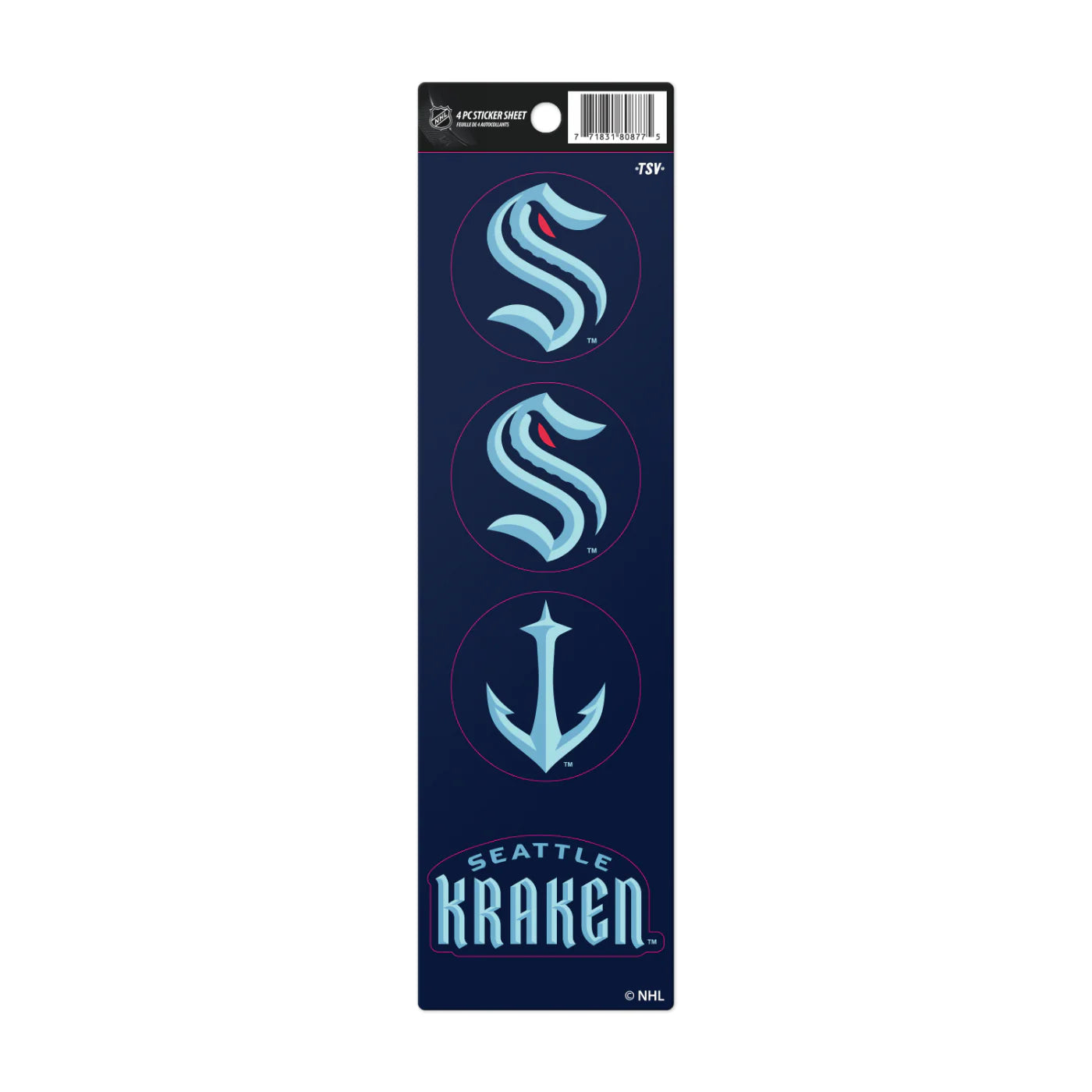 NHL 4Pc Sticker Sheet Kraken