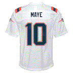 NFL Youth Player Game Jersey Away Drake Maye Patriots