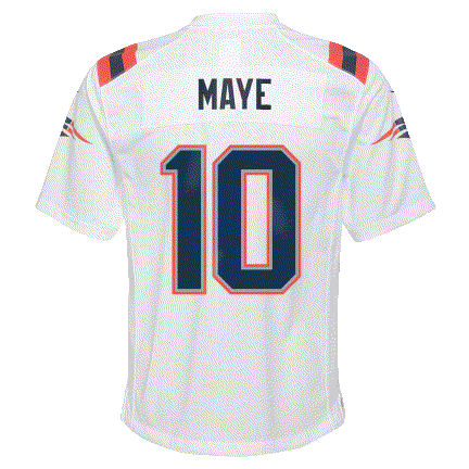 NFL Youth Player Game Jersey Away Drake Maye Patriots