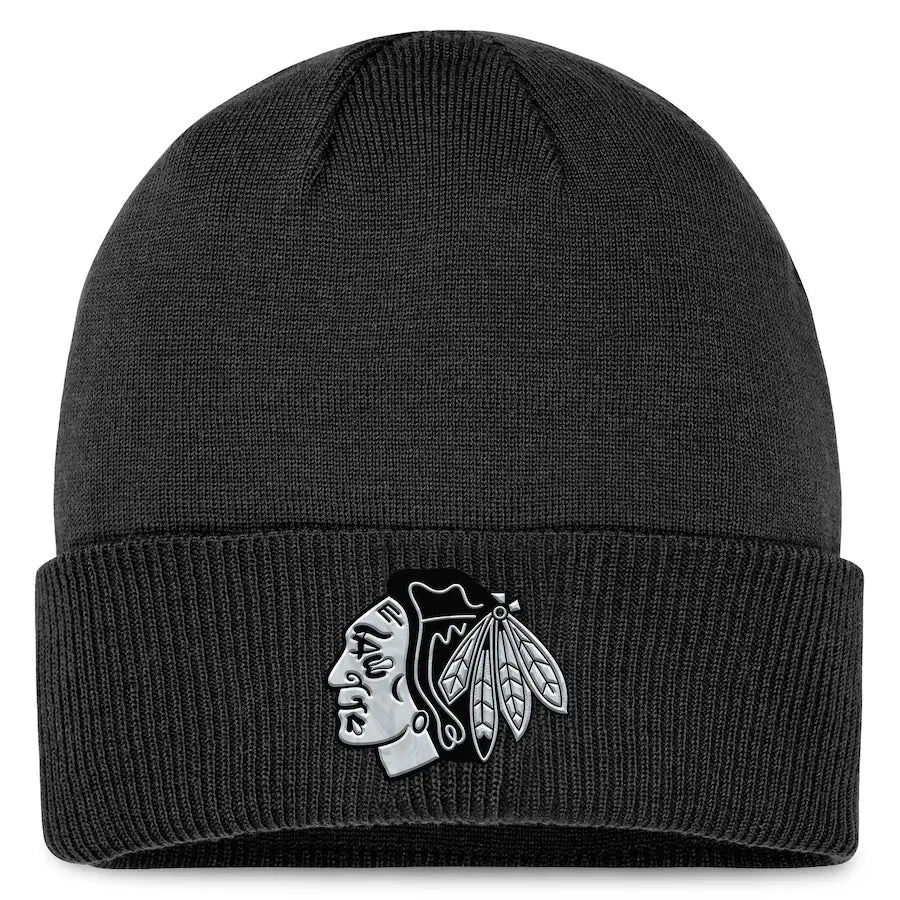 NHL Knit Hat Authentic Pro Road Cuffed Beanie 2023 Blackhawks