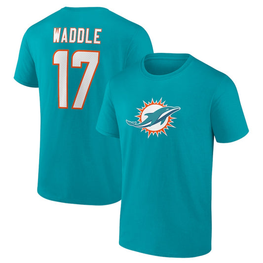 NFL Player T-Shirt Teal Name And Number Jaylen Waddle Dolphins