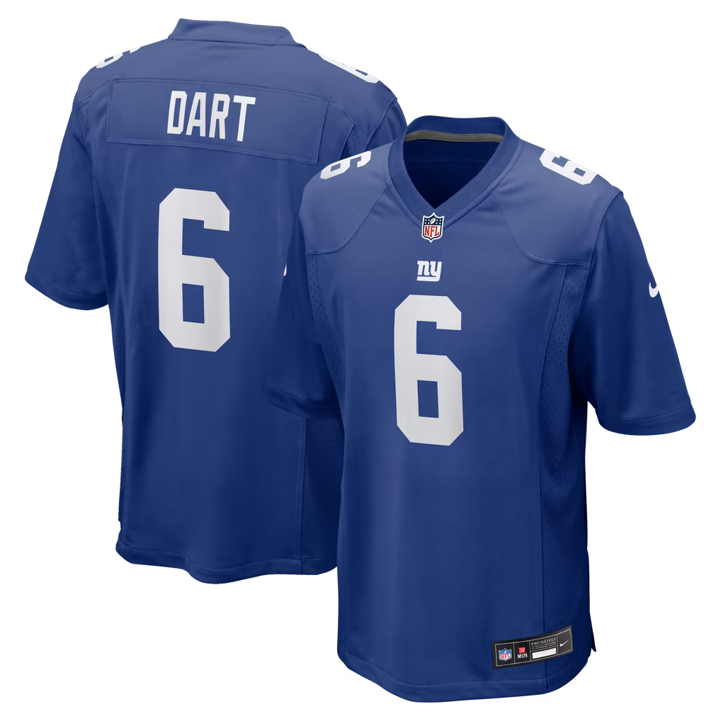 NFL Player Game Jersey Rush Blue Jaxson Dart Giants