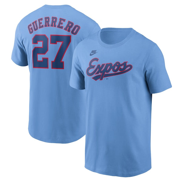 MLB Player T-Shirt Name And Number Vintage Powder Blue Vladimir Guerrero Expos