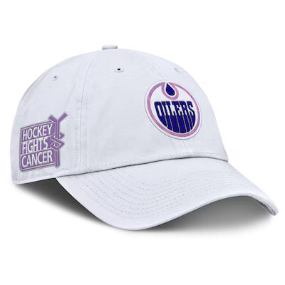 NHL Hat Adjustable Relaxed Fit Hockey Fights Cancer Oilers
