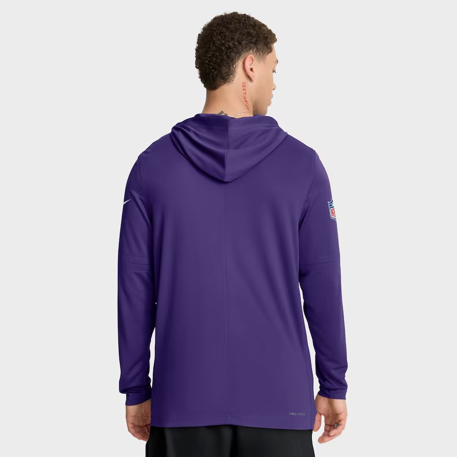 NFL Dri-FIT Long Sleeve Hoodie 2025 Sideline Pure Fury Vikings