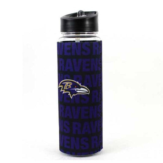 NFL Water Bottle 25oz Neoprene Sleeve Flip Top Ravens