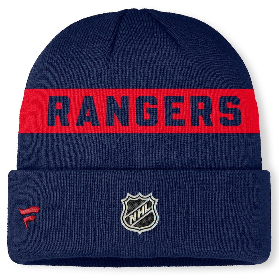 NHL Knit Hat Authentic Pro Cuffed Stripe Beanie Rink Road 2025 Rangers