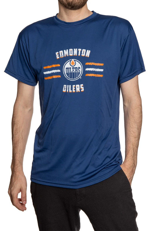 NHL T-Shirt Performance Rashguard Distressed Lines Oilers
